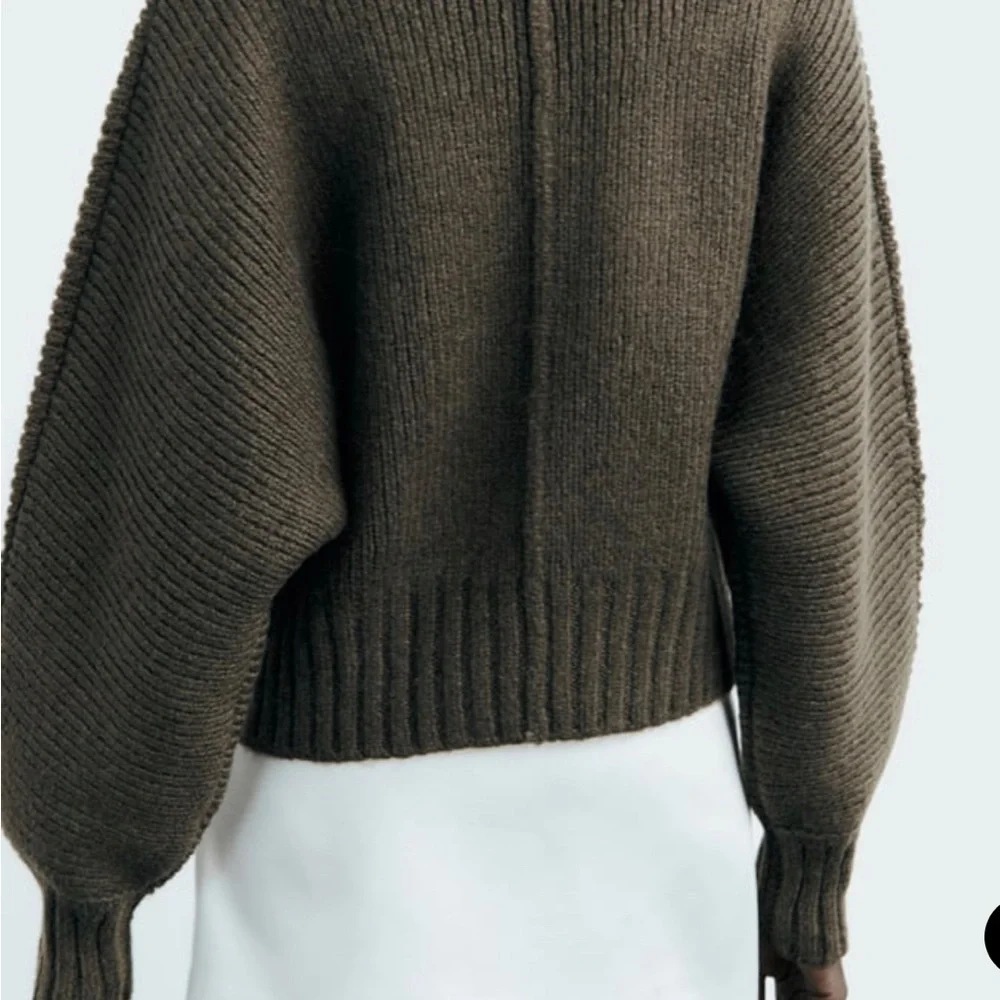 Zara V neck brown Seamed Knit Sweater Top Jumper Size Small GORGEOUS! Fashion